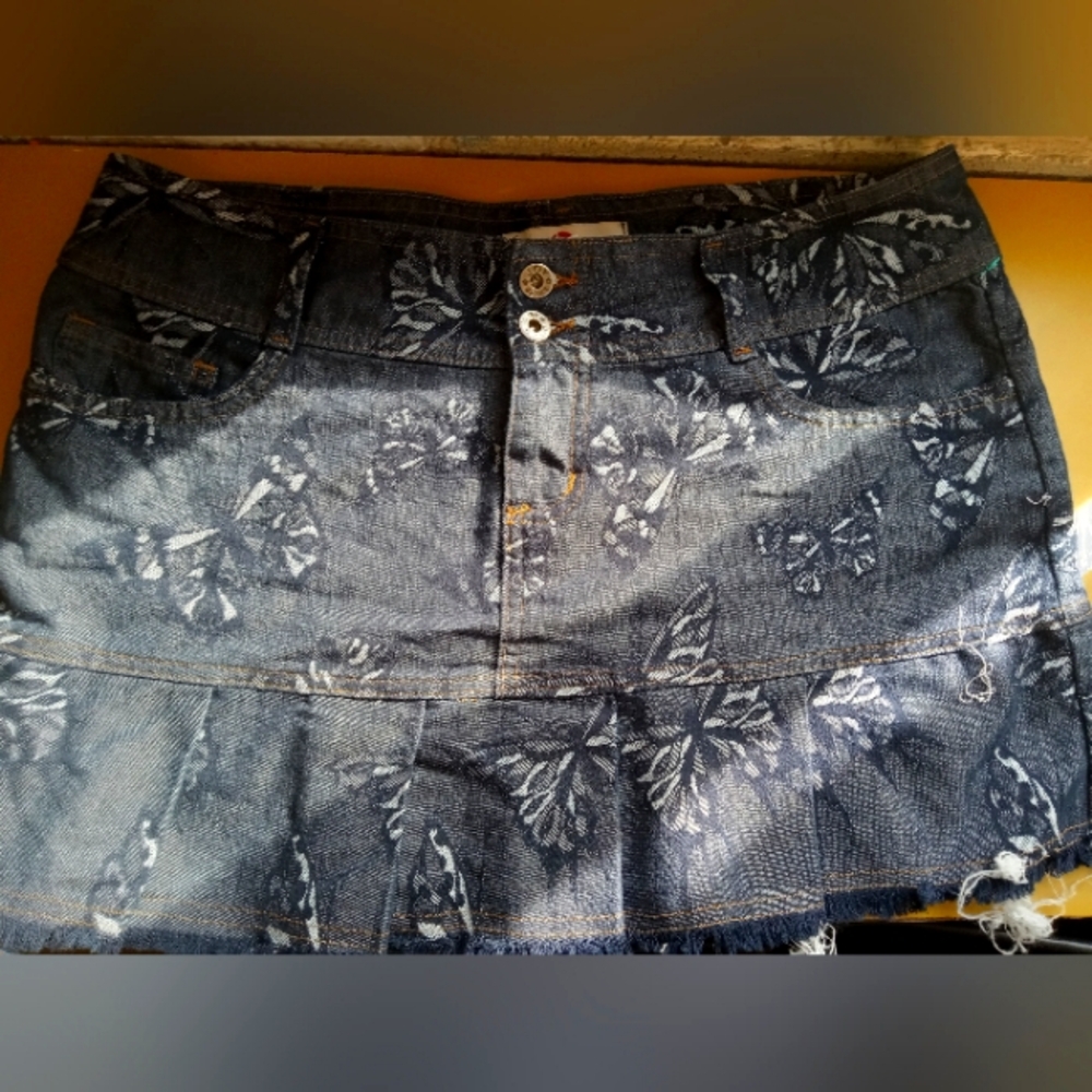 ORIGINAL Y2K BUTTERFLY PLEATED JOY JEANS SKIRT